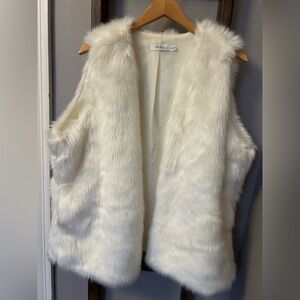 White Faux Fur Vest- holiday, wedding, Reitman’s